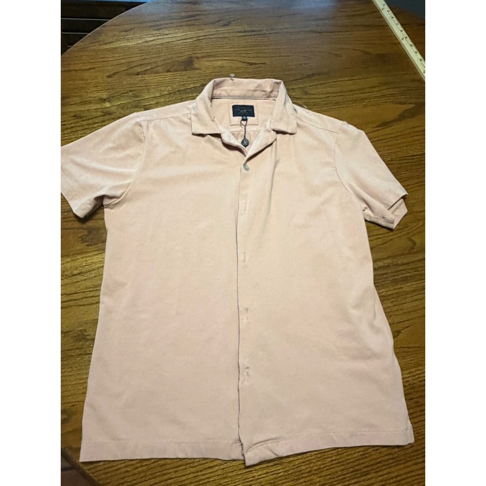 Marc Asher New York Mens Short Sleeve Button Down Shirt Dusty Rose Pink Size M